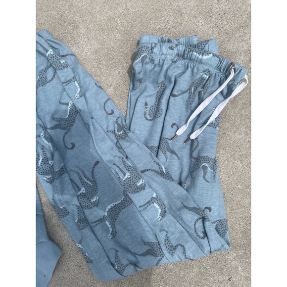 ￼ jogger, Pajama Set Size Large Blue Green, Jaguar All Over Print Very Soft - Picture 5 of 5